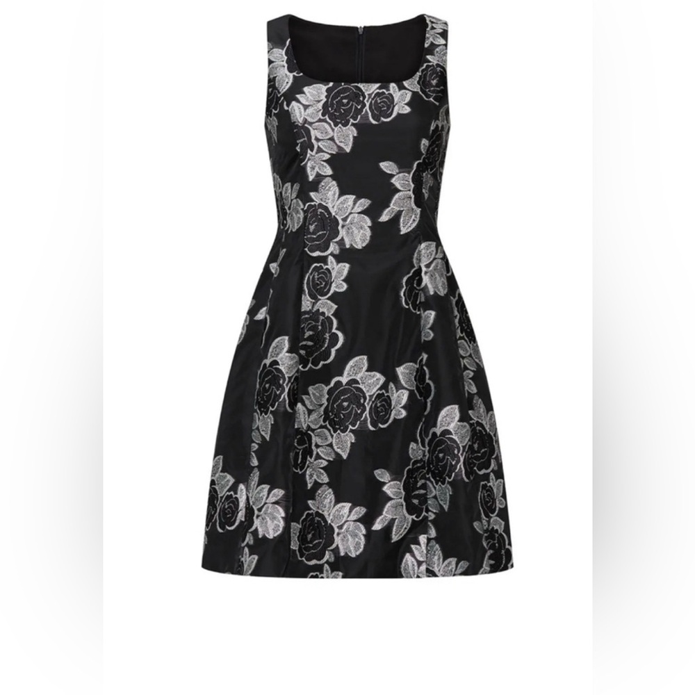 Prabal Gurung Collective Black Floral Jacquard Flare Dress | RTR | Sz 10